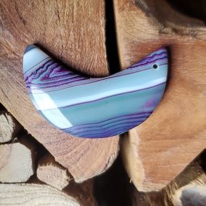 New Purple Onyx Agate Crescent Moon Pendant.